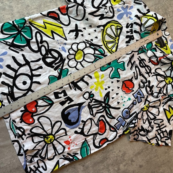 No boundries y2k graffiti graphic button downshirt short sleeve mens L - Picture 4 of 4